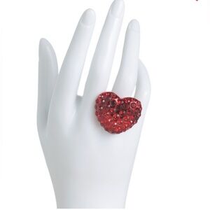 BETSEY JOHNSON PAVE CRYSTAL HEART STRETCH RING - NWT